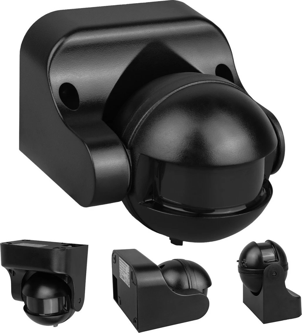 Sensor lëvizjeje PIR Maclean MCE358, IP44, rreze 12 m, ngarkesë max 300/1200 W, i zi