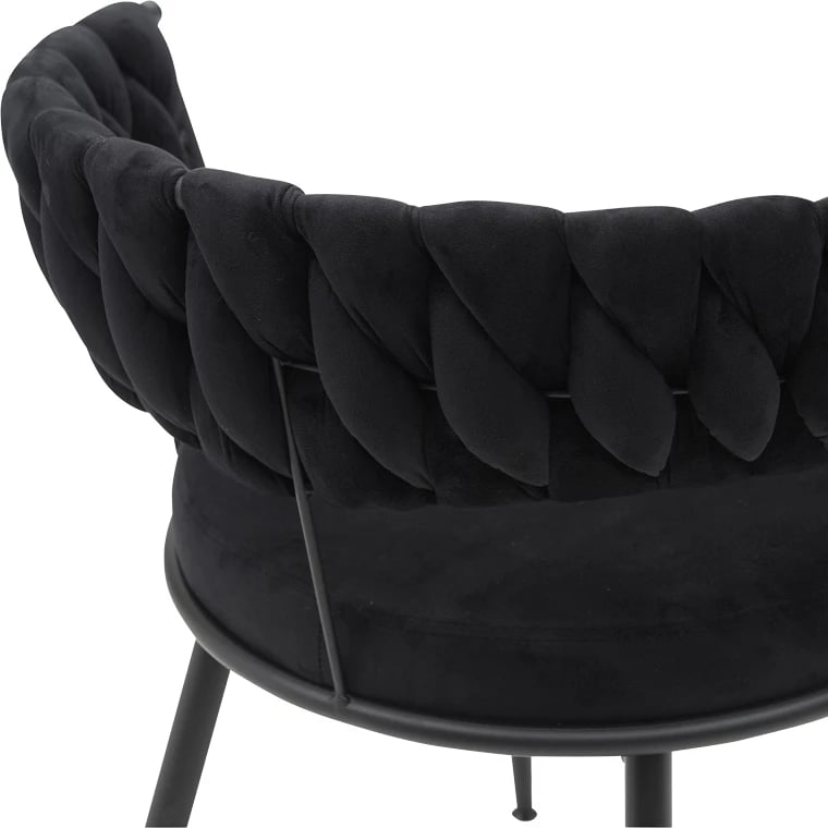 Karrige Alkia në kadife të zezë me këmbë metali të zezë 60x57x68cm