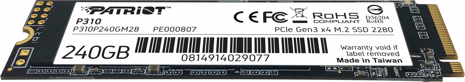 SSD M.2 Patriot P310 240GB PCIe 3.0 x4 NVMe 1.3