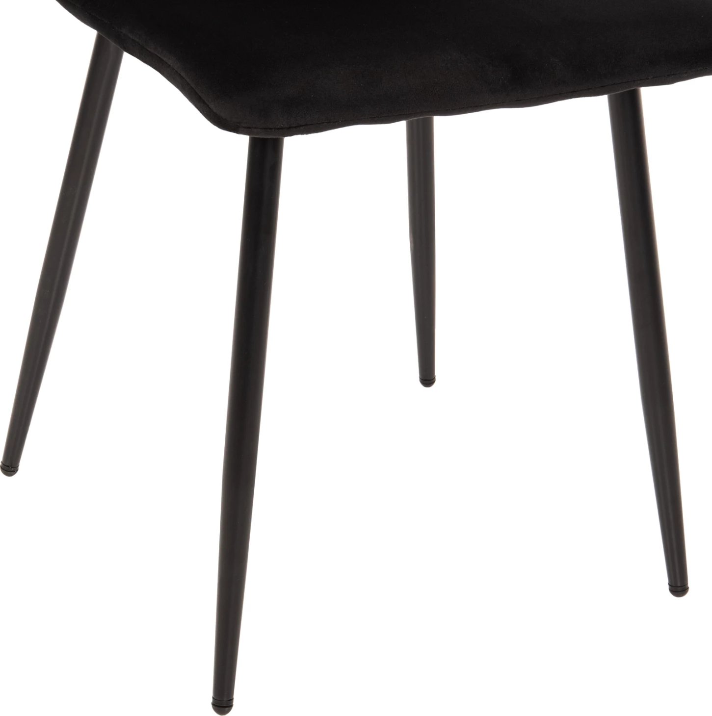 Karrige ngrënieje LATRELL, FH8587.04, kadife e zezë & këmbë metalike të zeza, 43x54x88H cm., set prej 4 copësh