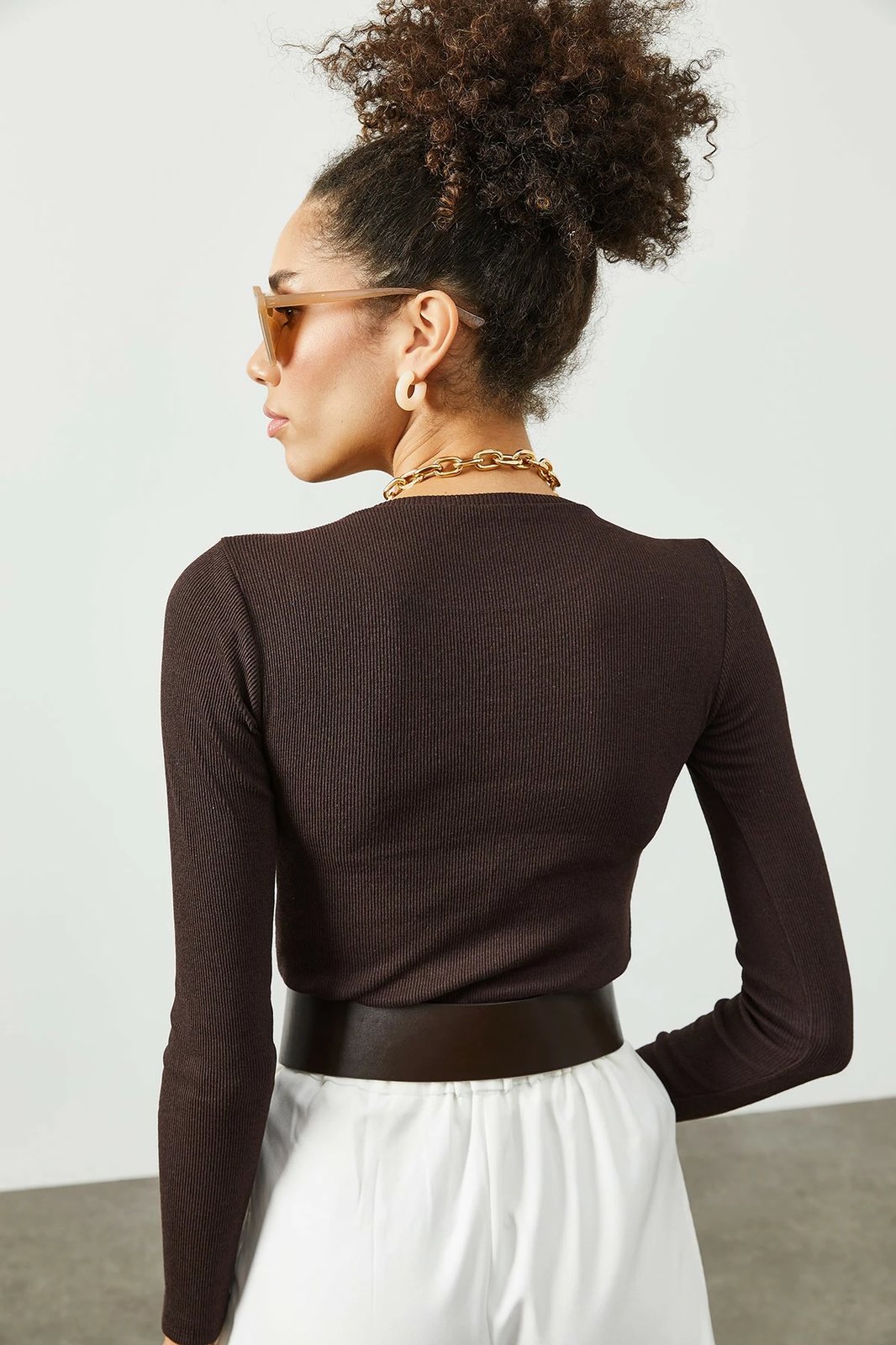 Bluzë për gra, Jumeon, X2363, ngjyrë kafe