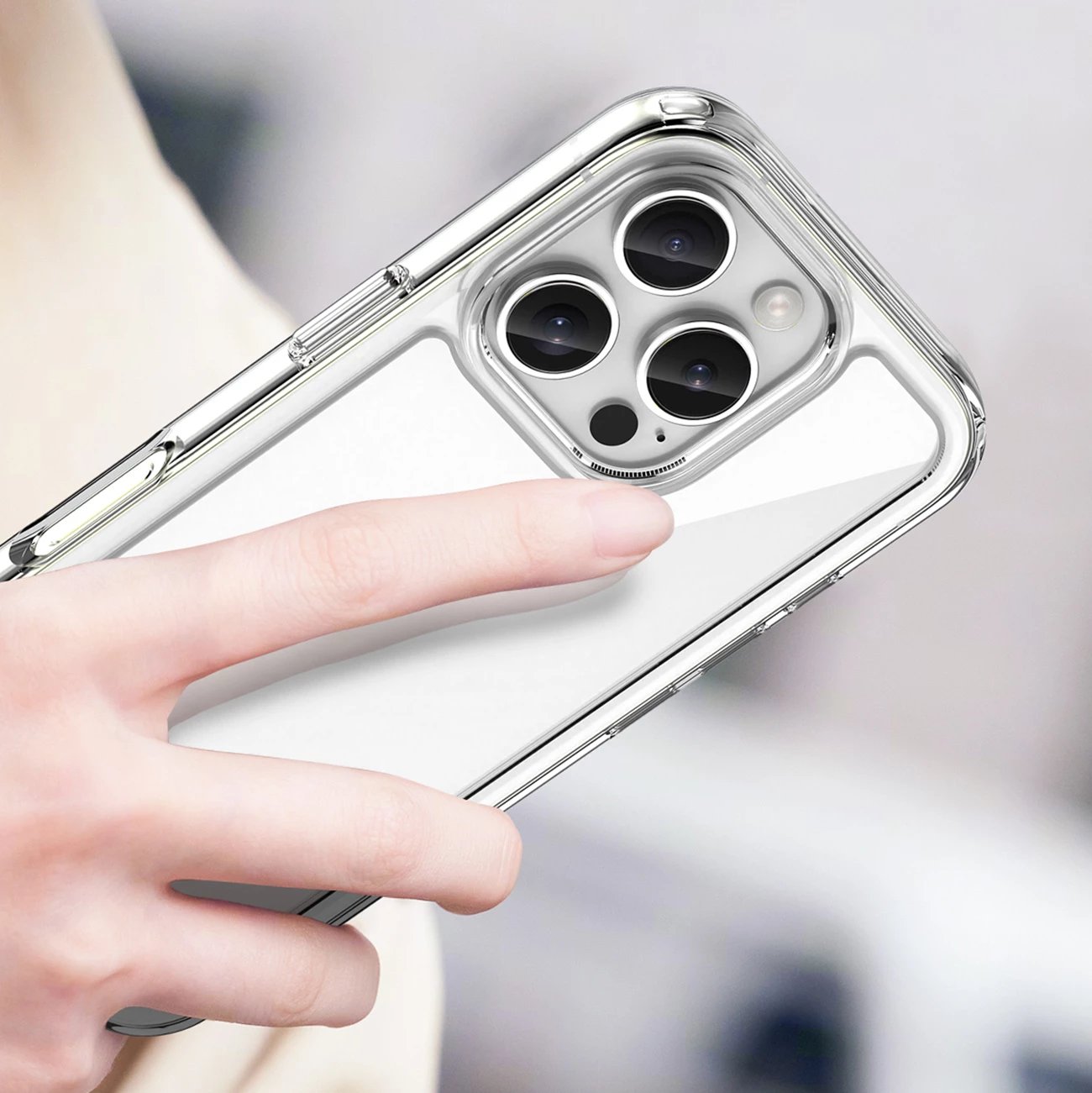 Mbështjellës Hurtel Outer Space Case për iPhone 16e, transparent