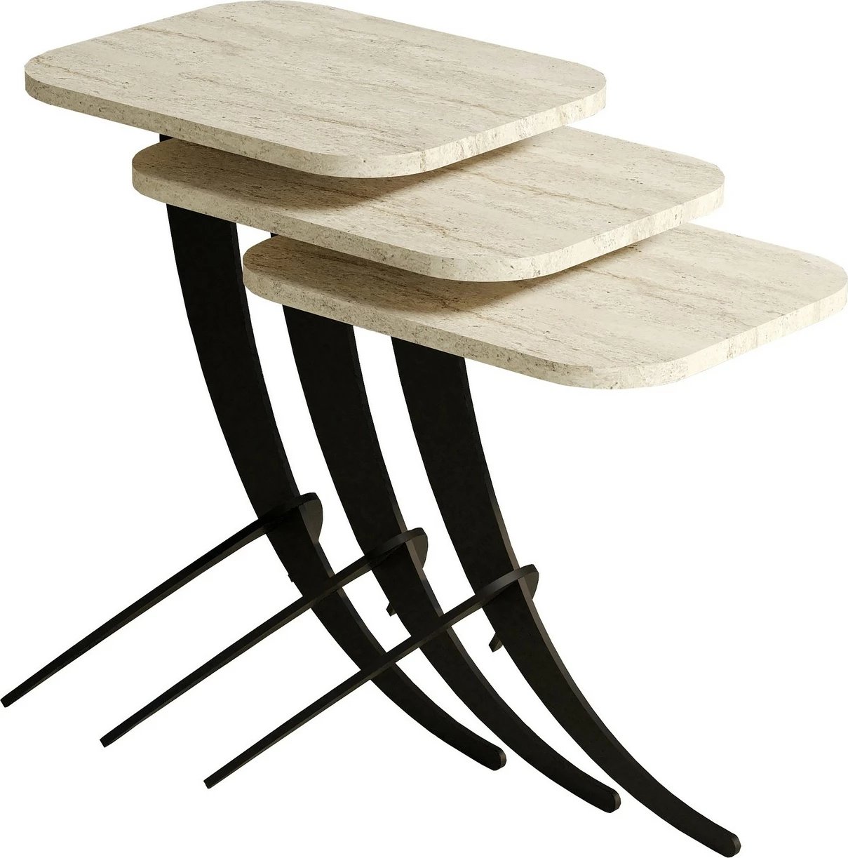 Set tavolinash të vendosshme (3 copë), Skye Decor, Pion 3, ngjyrë travertin