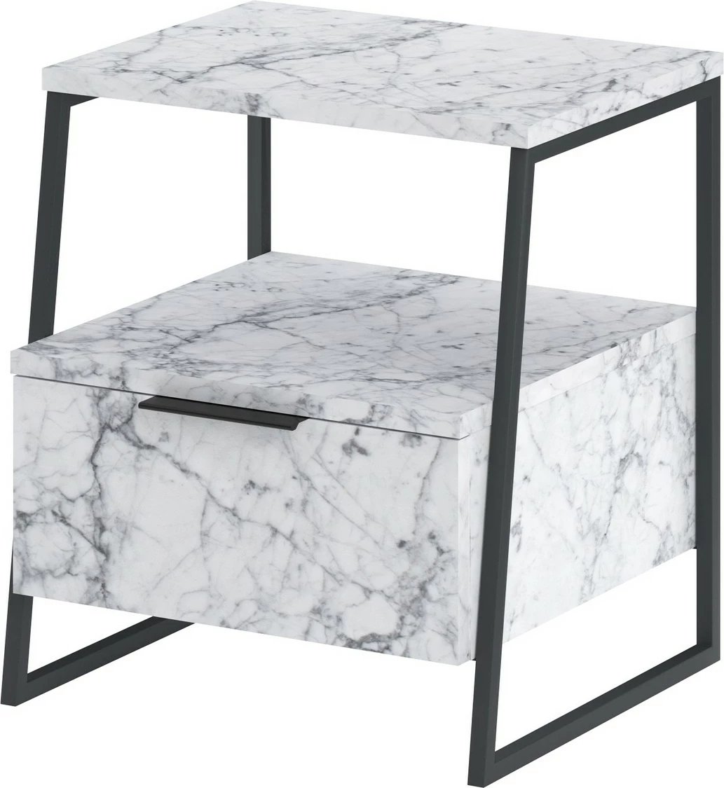 Komodinë nate Skye Decor, ngjyrë Carrara Marble