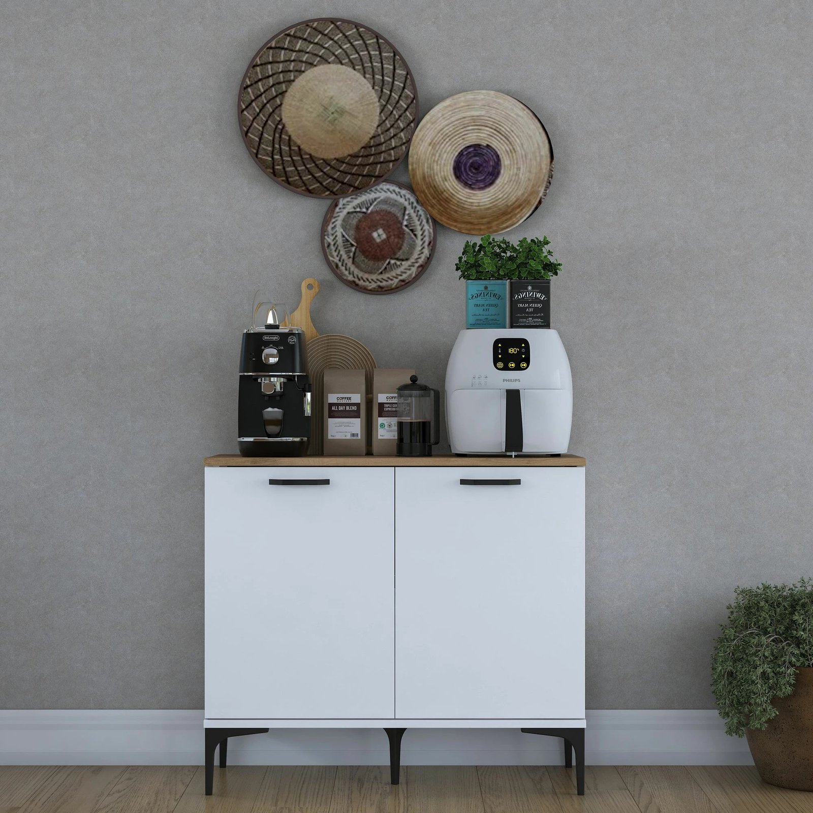 Stendë kafeje Skye Decor, ngjyrë arr dhe e bardhë, JE190 - 3793