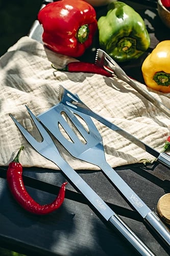 Set vegla grilli, Adler AD 6730, çelik inox 420 me doreza 410, 3 pjesë me etui, argjendtë