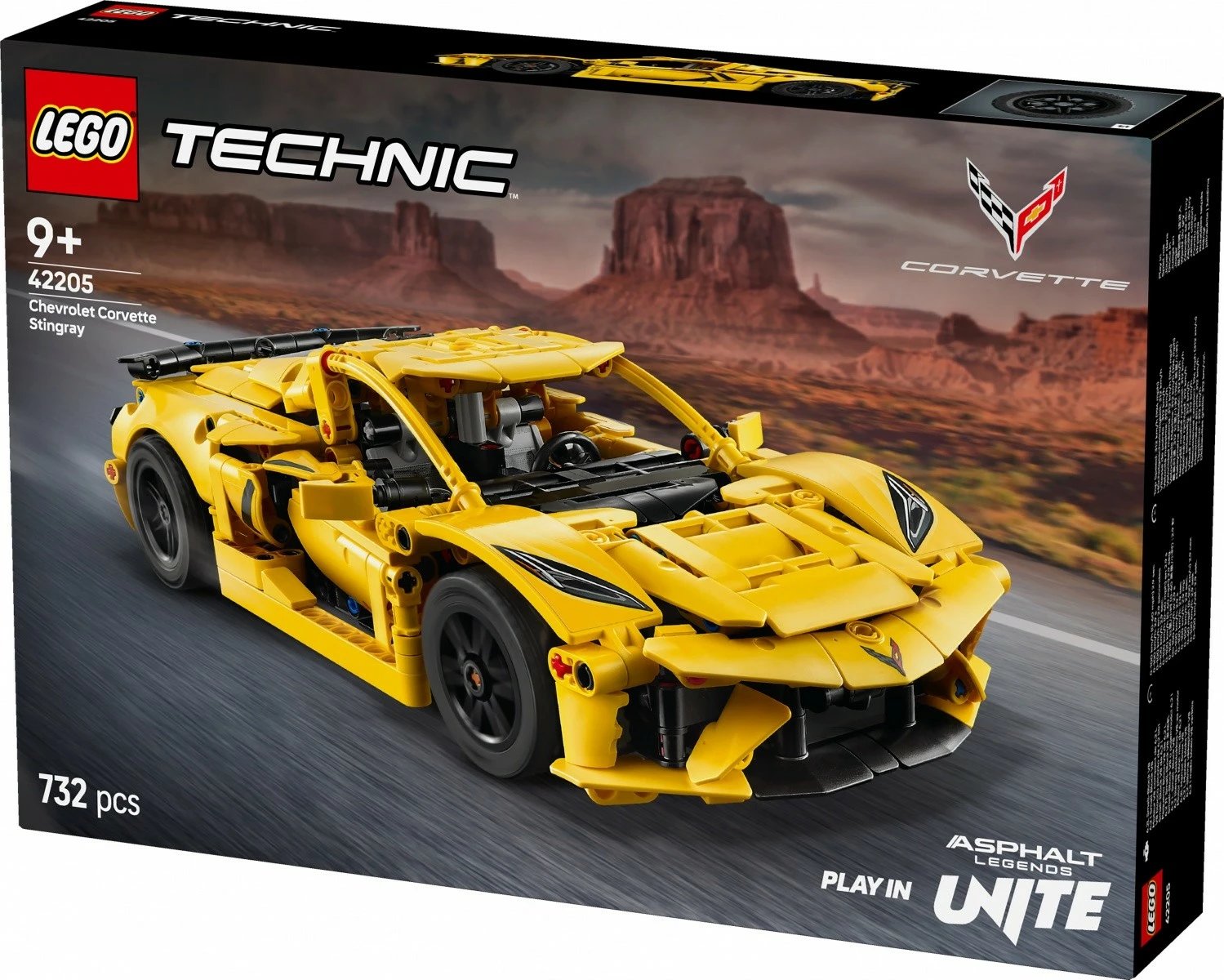 Set ndërtimi LEGO Technic Chevrolet Corvette Stingray 42205, 732 pjesë, e verdhë