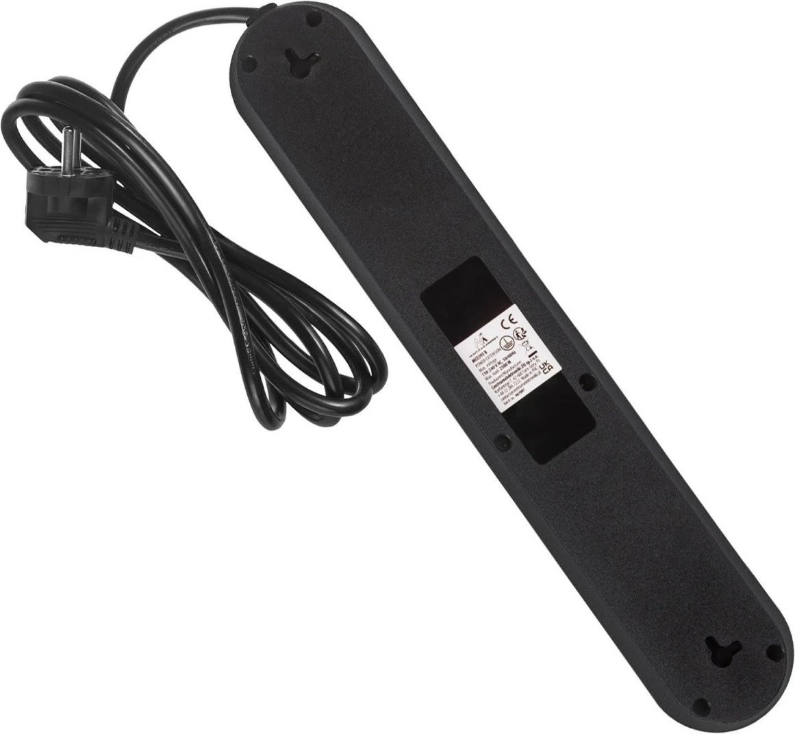 Zgjatues shumëprizash Maclean MCE395 B 5xSchuko 3xUSB 2.1A 2500W 1.5 m, i zi