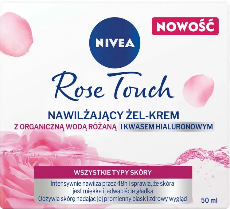 Krem-gel hidratues për fytyrë Nivea Rose Touch për femra, 50ml