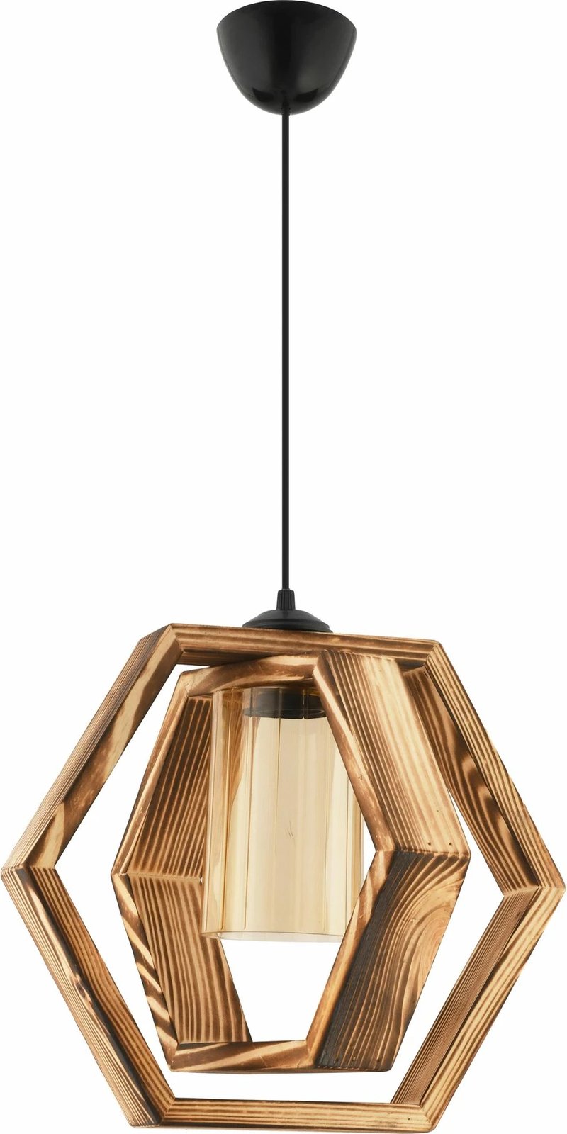 Llambë tavani Opviq Dualhex, trup druri, ngjyrë natyrale dhe e zezë