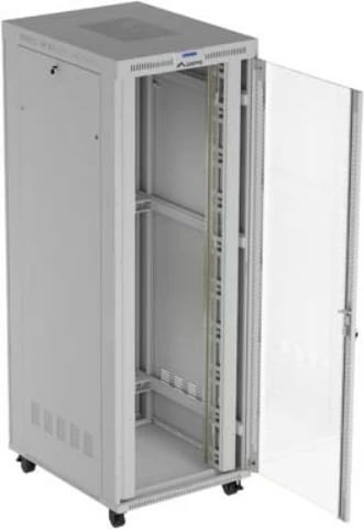 Kasë serveri Lanberg FF01-8047-12SL, 47U, me derë xhami, LCD, Gri