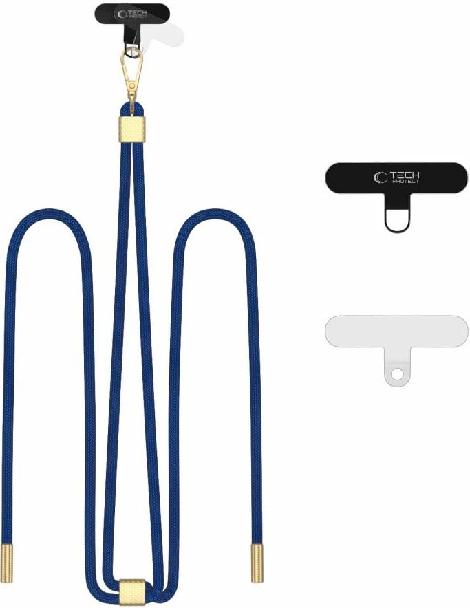 Rrip crossbody për celular Tech-Protect C2S, navy blue, me 2 adaptera