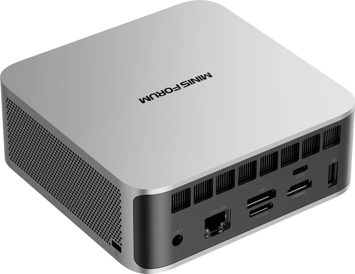 Mini PC barebone, Minis Forum, M1 Pro-285H, Intel Core Ultra 9 285H, deri 128GB DDR5, 2x NVMe PCIe 4.0, USB4/HDMI 2.1/DP 1.4, Wi‑Fi 7 2.5G LAN, argjendtë