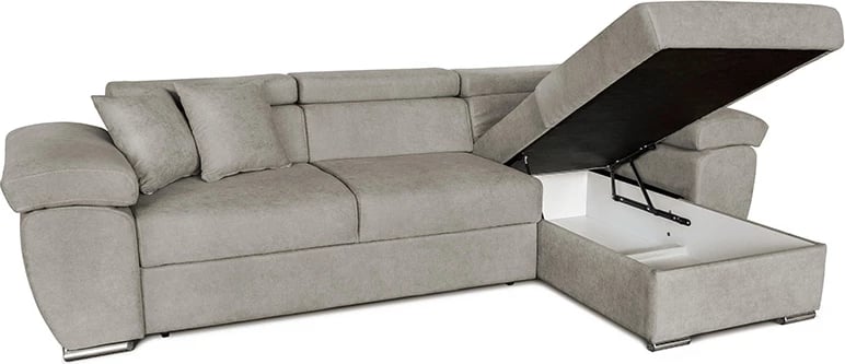 Divan qoshe me shtrat, i kthyeshëm, ngjyrë bezhë-kafe, Comy, 286x160x75-90cm