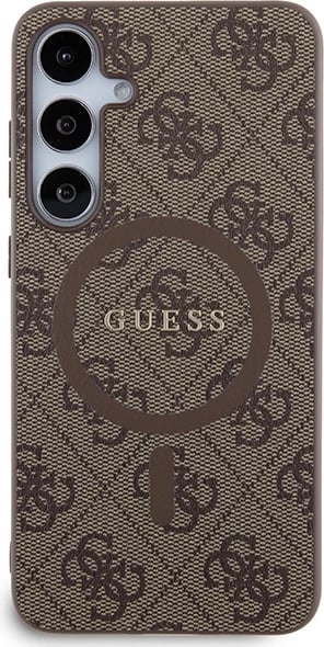 Mbështjellës Guess 4G Collection Leather Metal Logo MagSafe për Samsung Galaxy S24+, kafe Mbështjellës Guess 4G Collection Leather Metal Logo MagSafe për Samsung Galaxy S24+, kafe