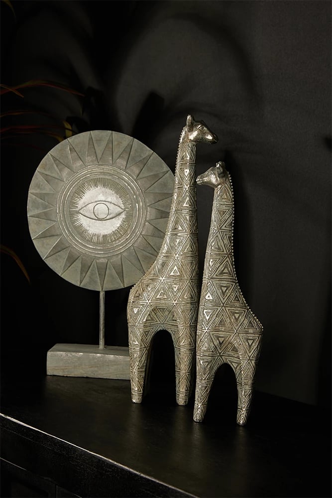 Dekor Nigeria totem, polirezine, argjend antik, 26x8x40cm