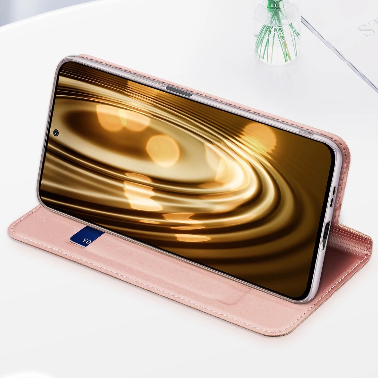 Mbështjellës Dux Ducis Skin Pro për Xiaomi Poco F4 5G, me kapak, xhep kartelash dhe funksion qëndrimi, Kaltër