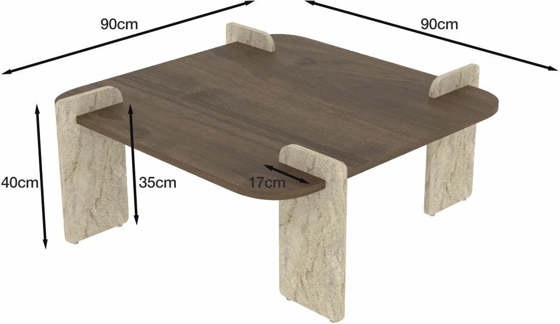 Tavolinë kafeje Skye Decor, Afrolli - ngjyrë arre, travertin