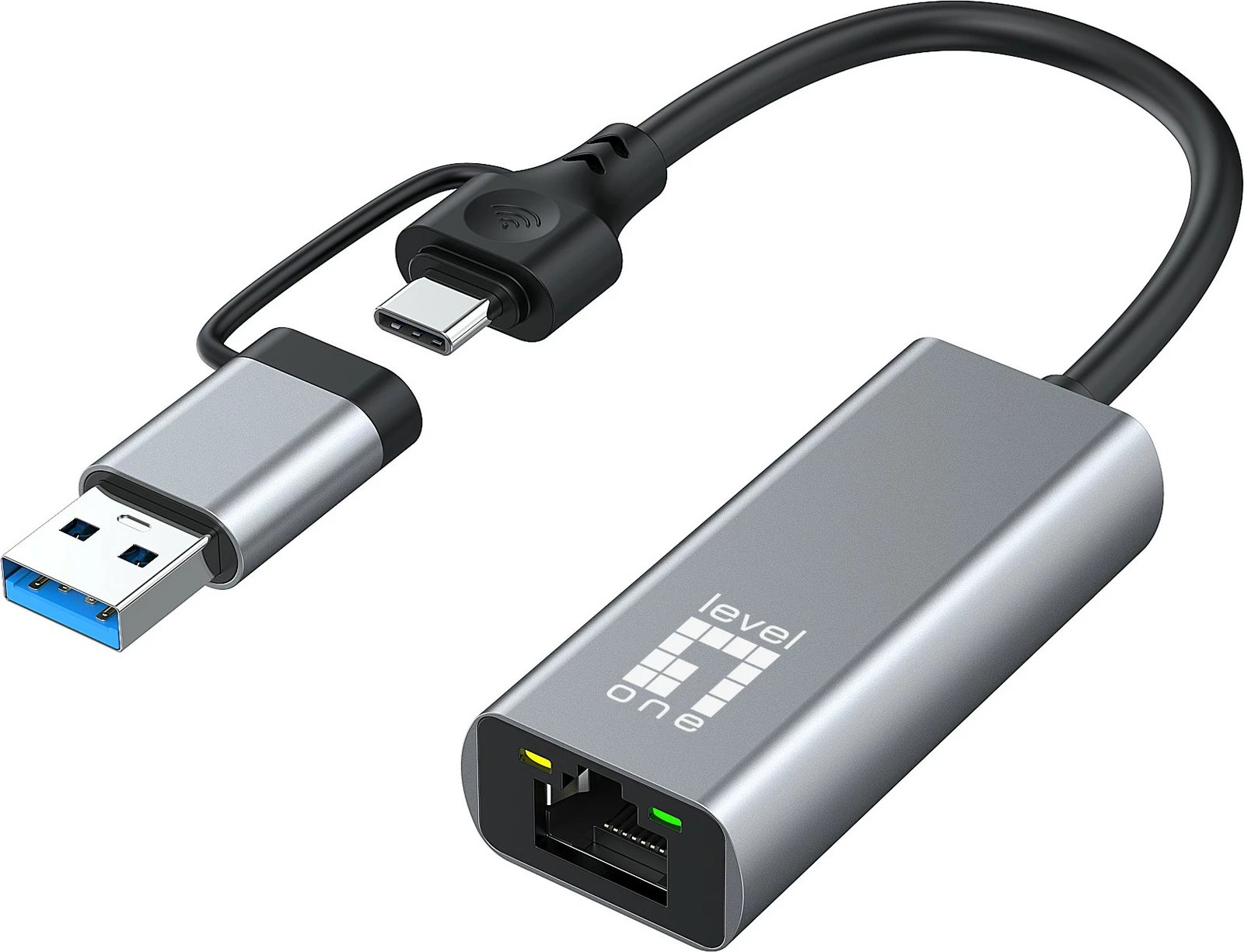 Adapter rrjeti LevelOne USB-0423, USB Type-A/USB Type-C, Ethernet, 2500 Mbit/s, Gri