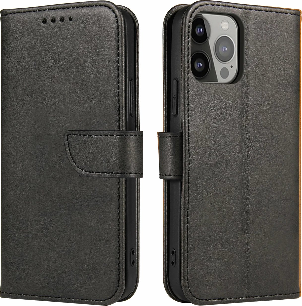 Mbështjellës Hurtel Magnet Case për iPhone 15 Pro, me kapak, portofol dhe stand, e zezë