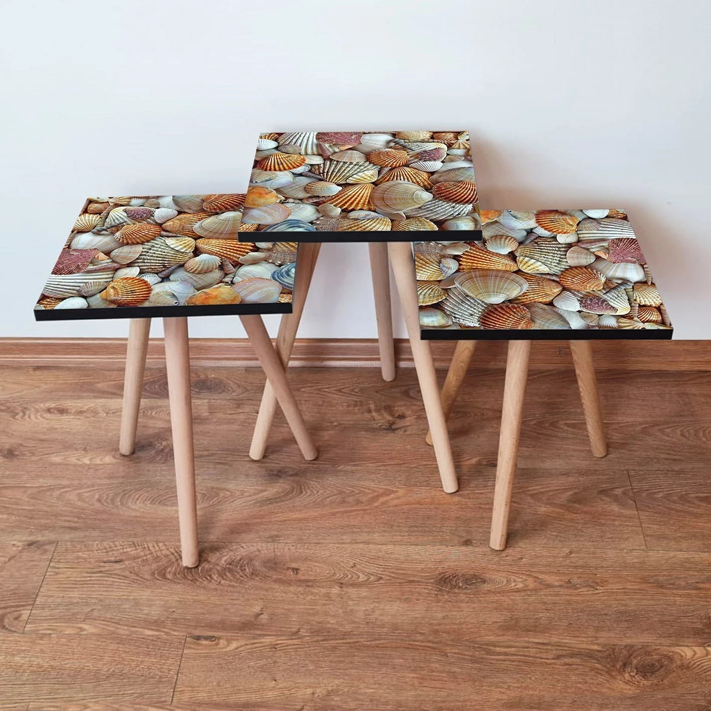 Set tavolinash ndihmëse, 3 copë, Skye Decor, portokalli-krem, 3Shp21