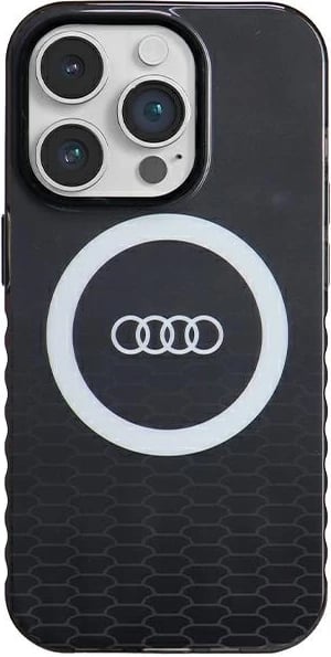 Mbështjellës Audi IML Big Logo MagSafe për iPhone 14 Pro, i zi