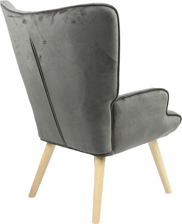 Karrige Fluffy, kadife, ngjyrë gri e errët, këmbë natyrale, 75x69x96cm