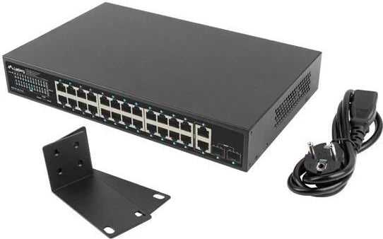 Switch Lanberg RSGE-24P-2GE-2S-250, 24 porte, i pa menaxhuar