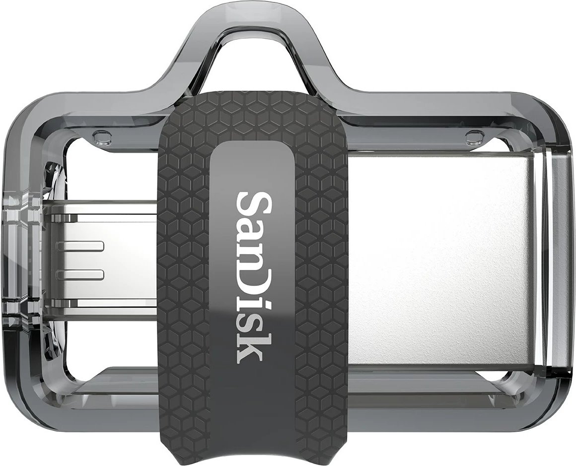 USB Sandisk Ultra Dual m3.0, 256 GB, i zi, argjend, transparent