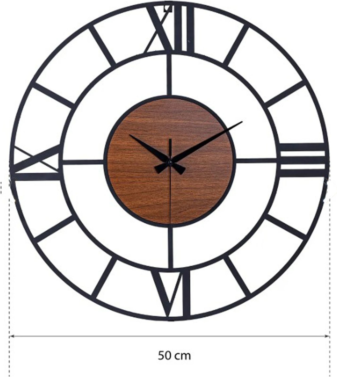 Orë muri dekorative prej metali, Wallity, Roma, e zezë, 50x50cm