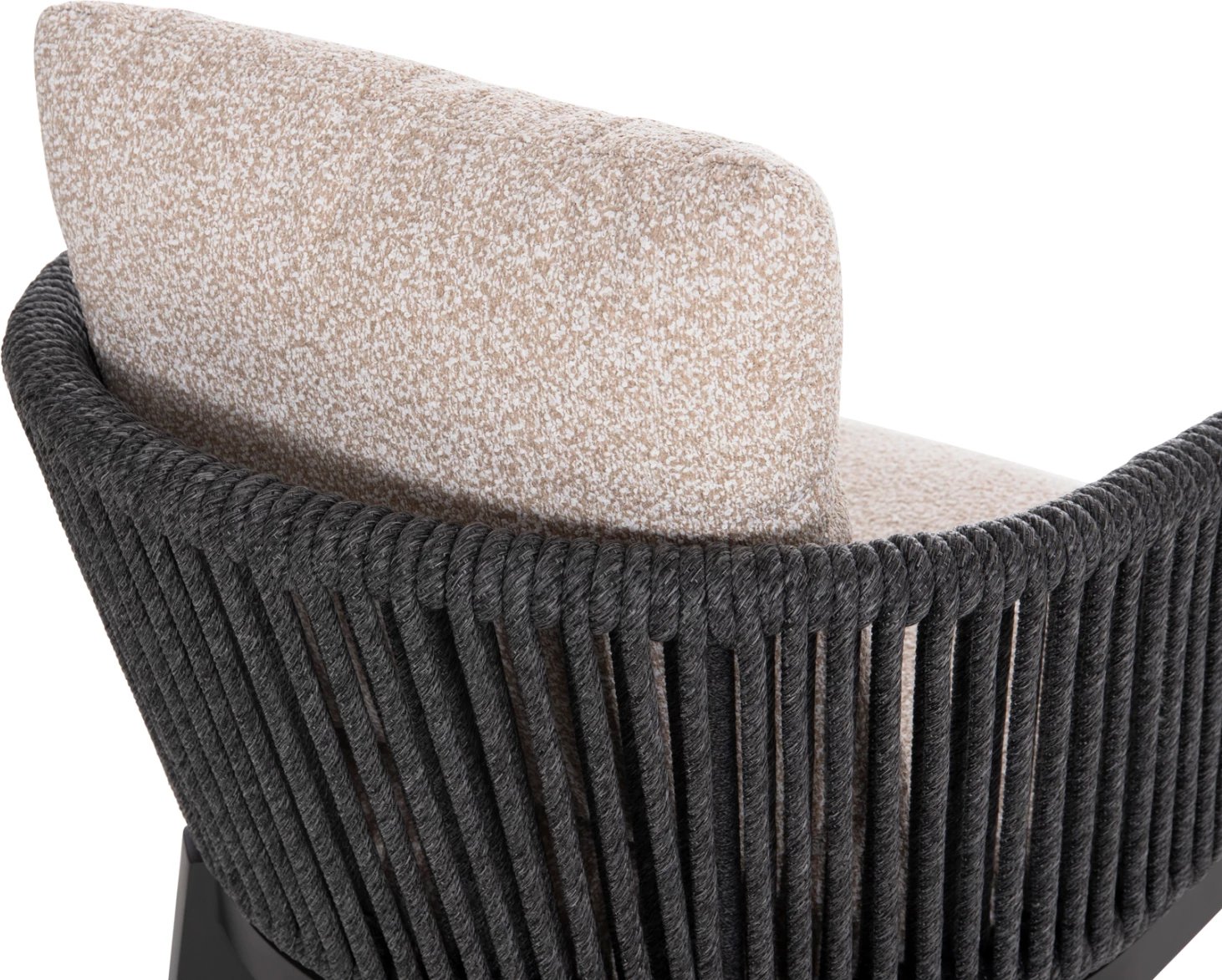 Karrige ngrënie për jashtë, alumin, litar dhe dru tik, ngjyrë bezhë, AUGUSTUS, 58.9x61.5x70.4cm