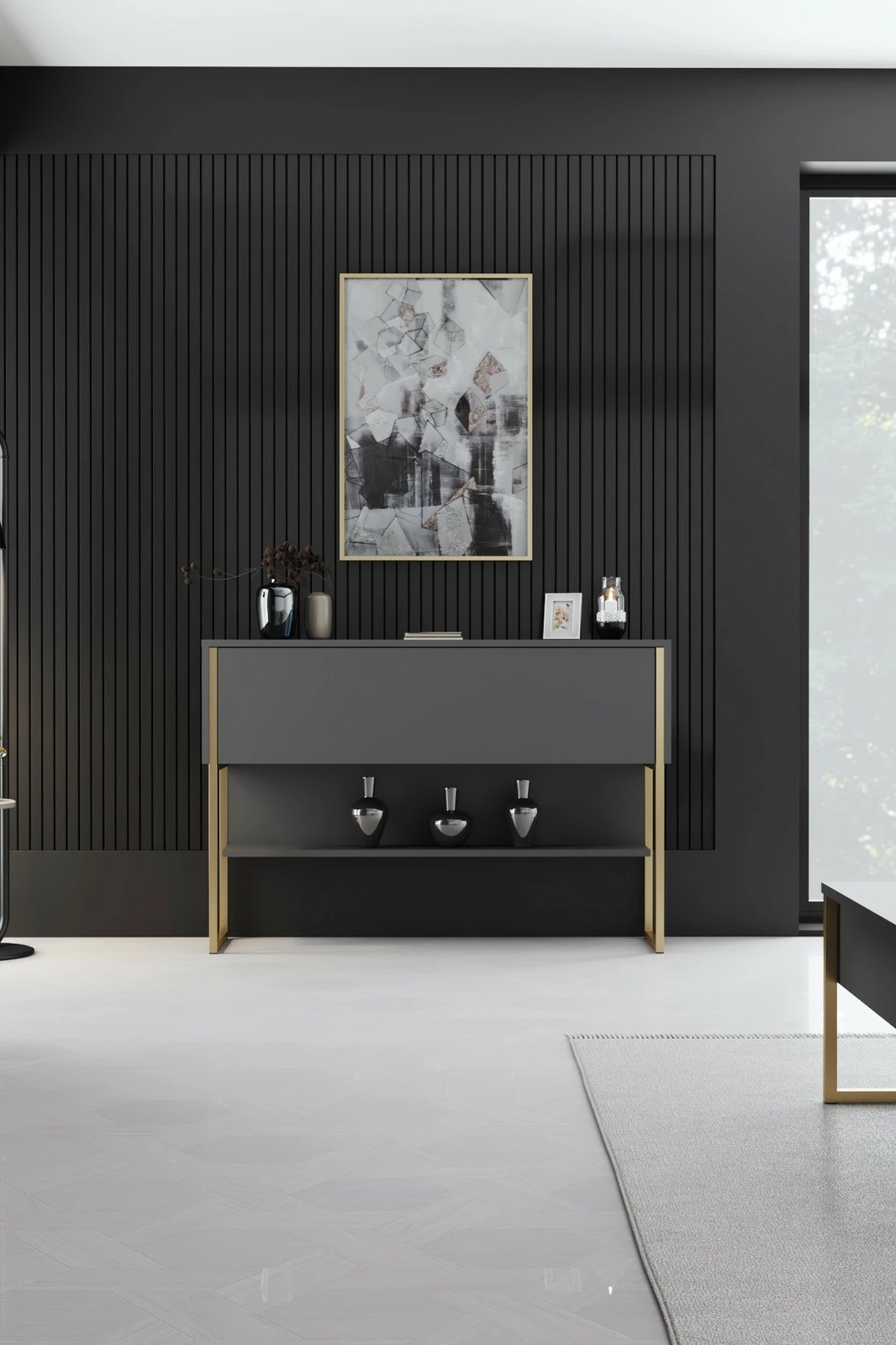 Komodë Skye Decor, ngjyrë ari dhe antracit, Luxe