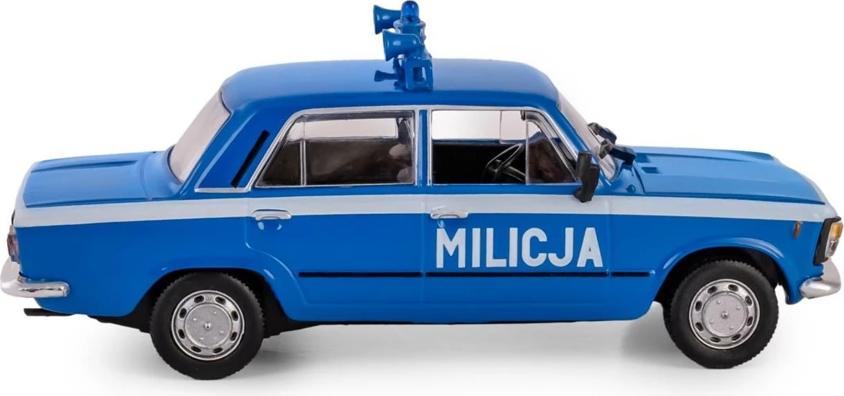 Makine lodër Daffi Fiat 125P Milicja, 1:43, metal/plastik, blu/bardhë