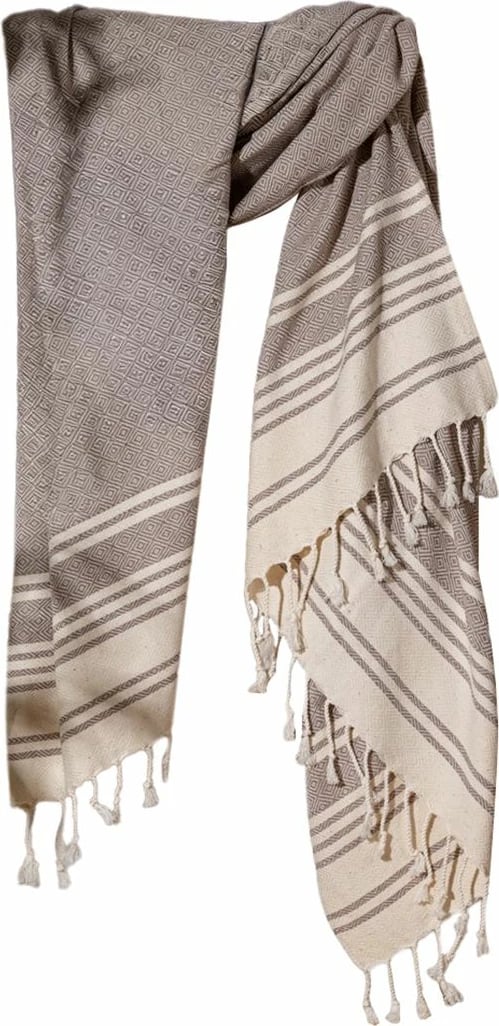 Peshqir plazhi Fouta, model New Diamond, ngjyrë kafe e çelët, Mijolnir