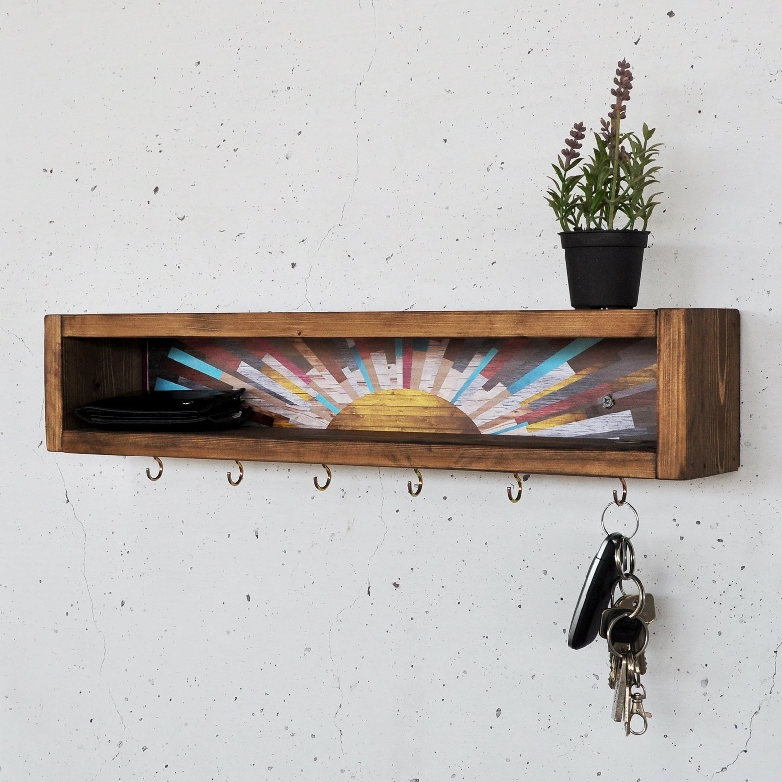 Raf dekorativ prej druri për mur, Skye Decor, Raf293