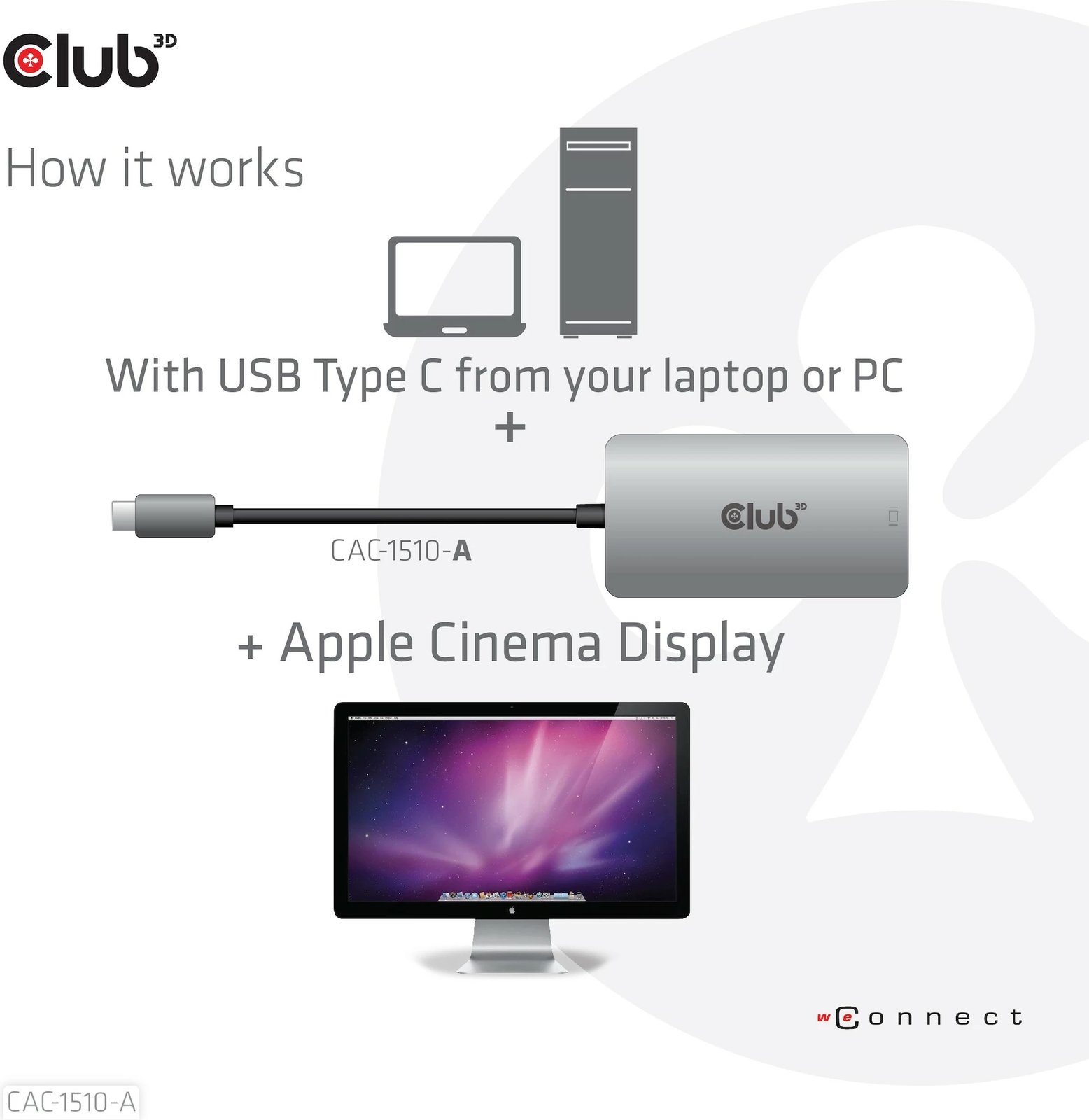 Adapter Club3D USB Type-C në DVI-D, Dual Link, 0.25m, gri