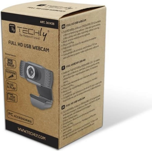 Webcam Techly I-WEBCAM-60T, Full HD 1080p, me mikrofon, USB, e zezë