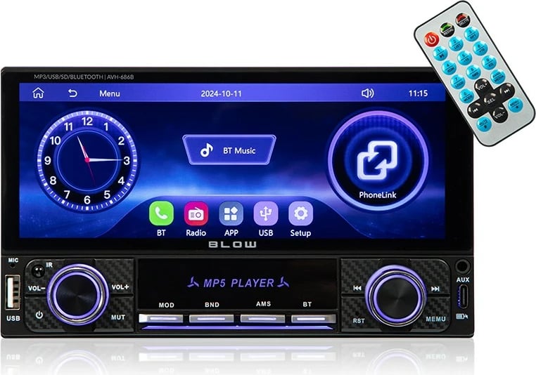 Radio veture BLOW AVH-686B 2DIN, 6.86", Bluetooth, CarPlay, Android Auto, e zezë