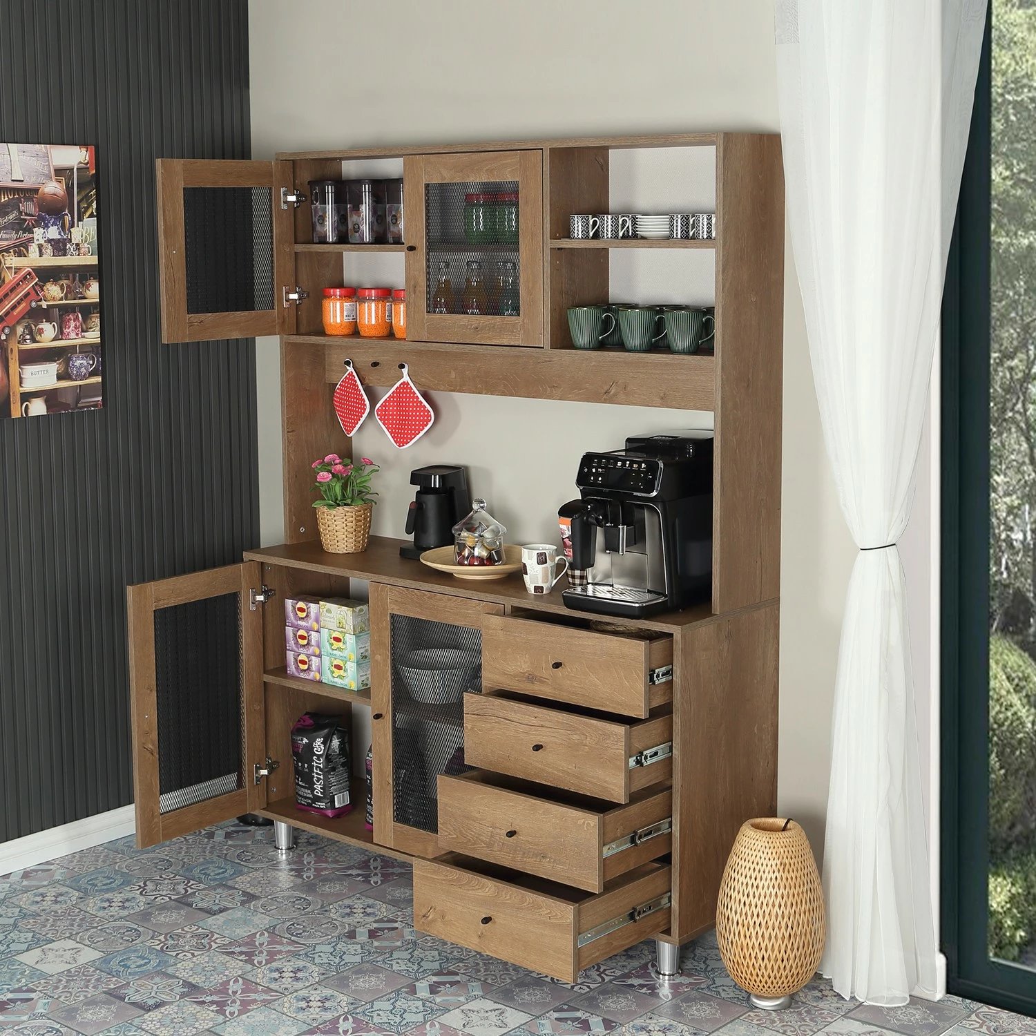 Dollap multifunksional Hanah Home, Grano 140, ngjyrë lisi kaukazian