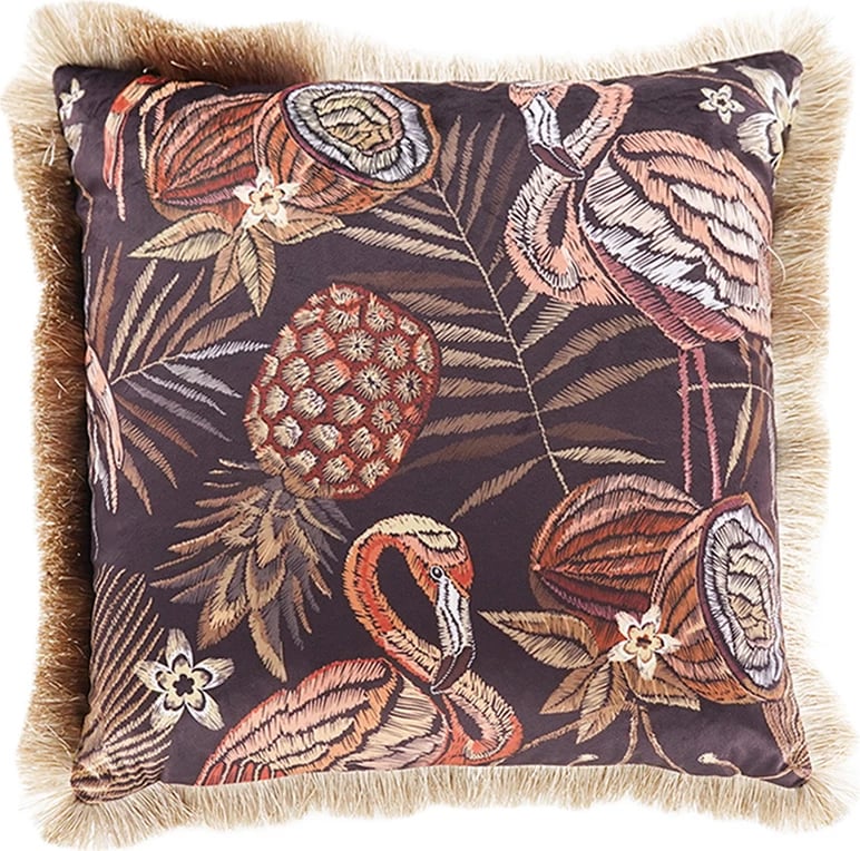 Jastëk dekorativ flamingo, pëlhurë shumëngjyrëshe, 45x45cm