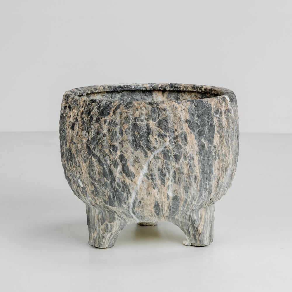 Vazo lulesh ROCKY, qeramike, antracit-bezhë, 27x27x23cm