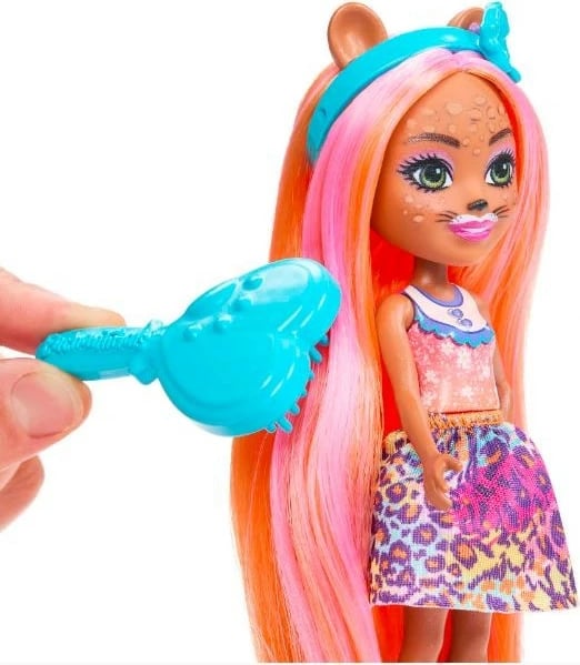 Kukull Enchantimals Mattel HNV30 Deluxe me gepard dhe aksesorë, 15 cm