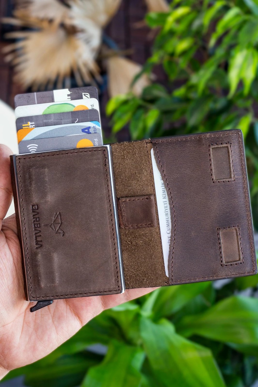 Mbajtës kartelash Zoozie Bags, ngjyrë kafe e errët