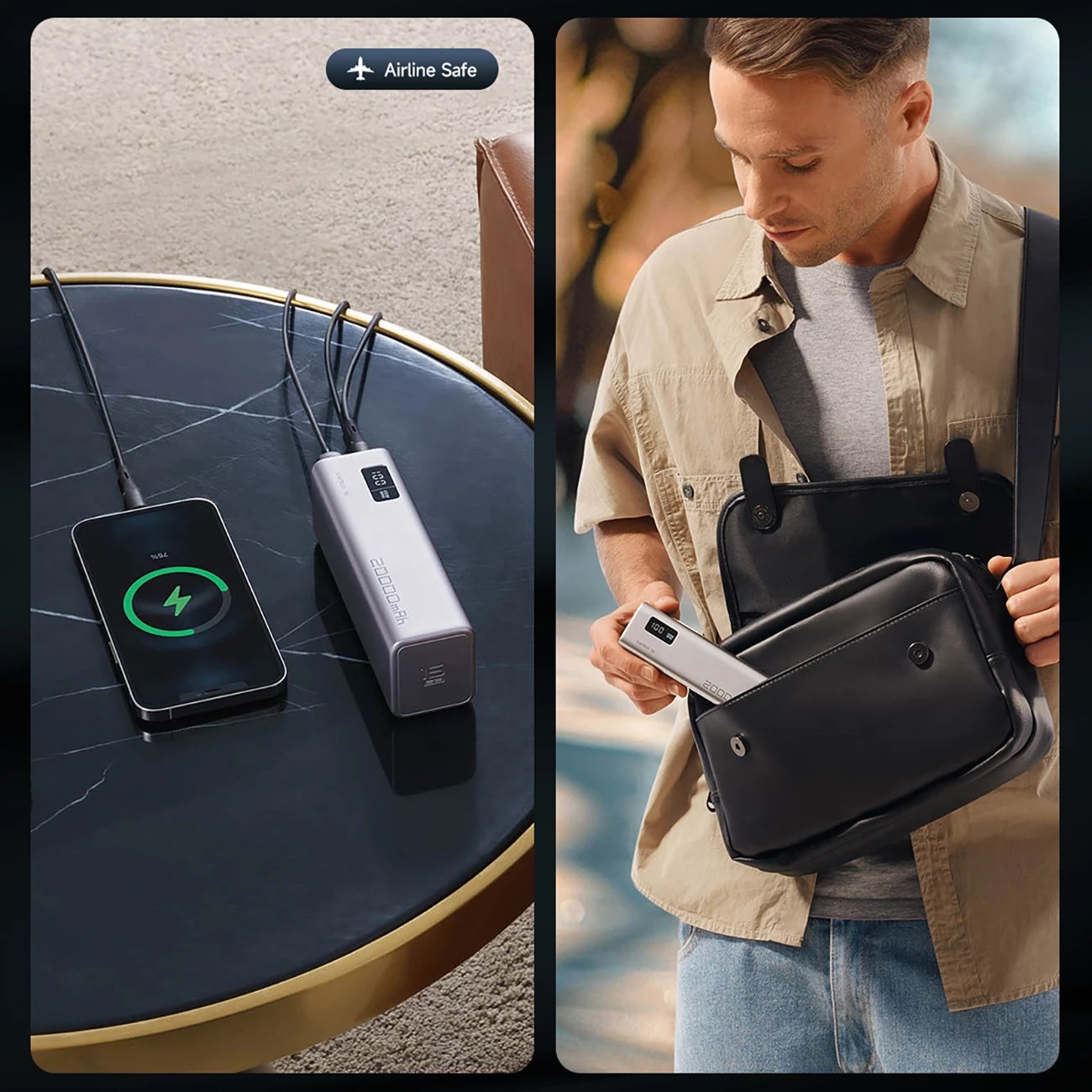 Powerbank Cuktech CUKP200XGLGR, 20000mAh, 100W, 2x USB-C, 1x USB-A, Gri