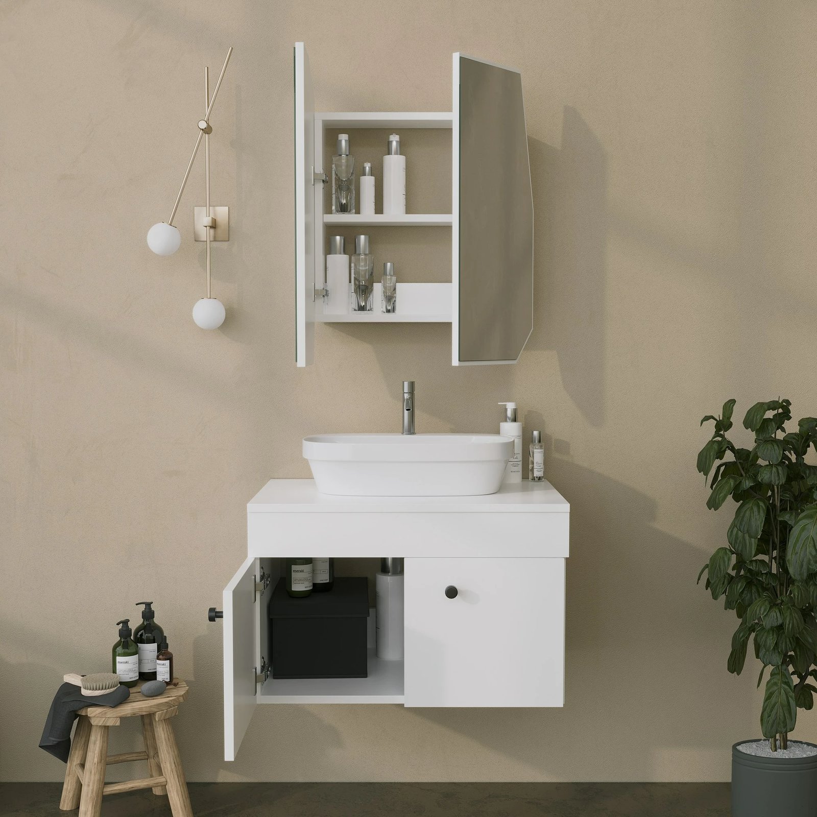 Dollap banjoje Hanah Home, Quartz, i bardhë
