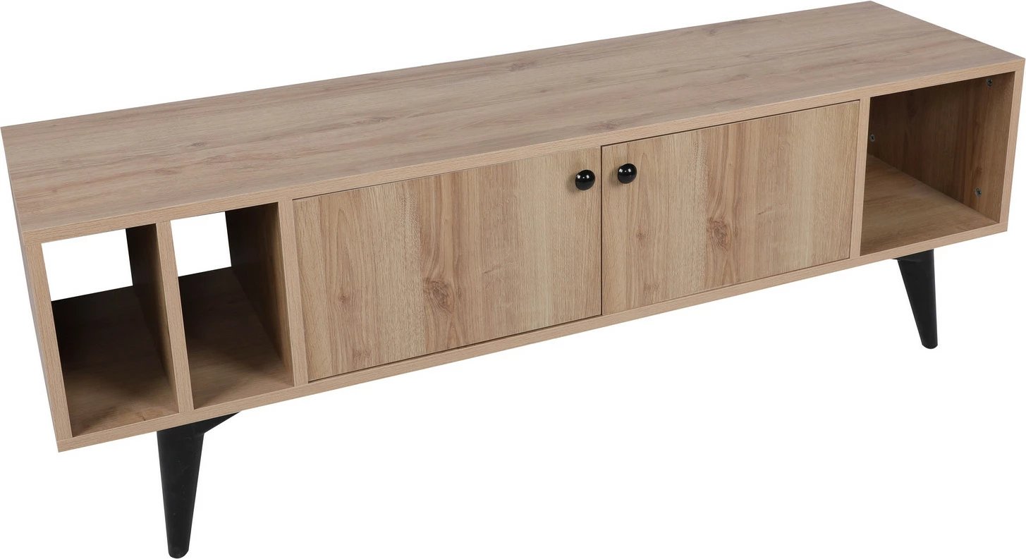 Komodë TV Skye Decor, ngjyrë lis dhe e zezë, Sidney