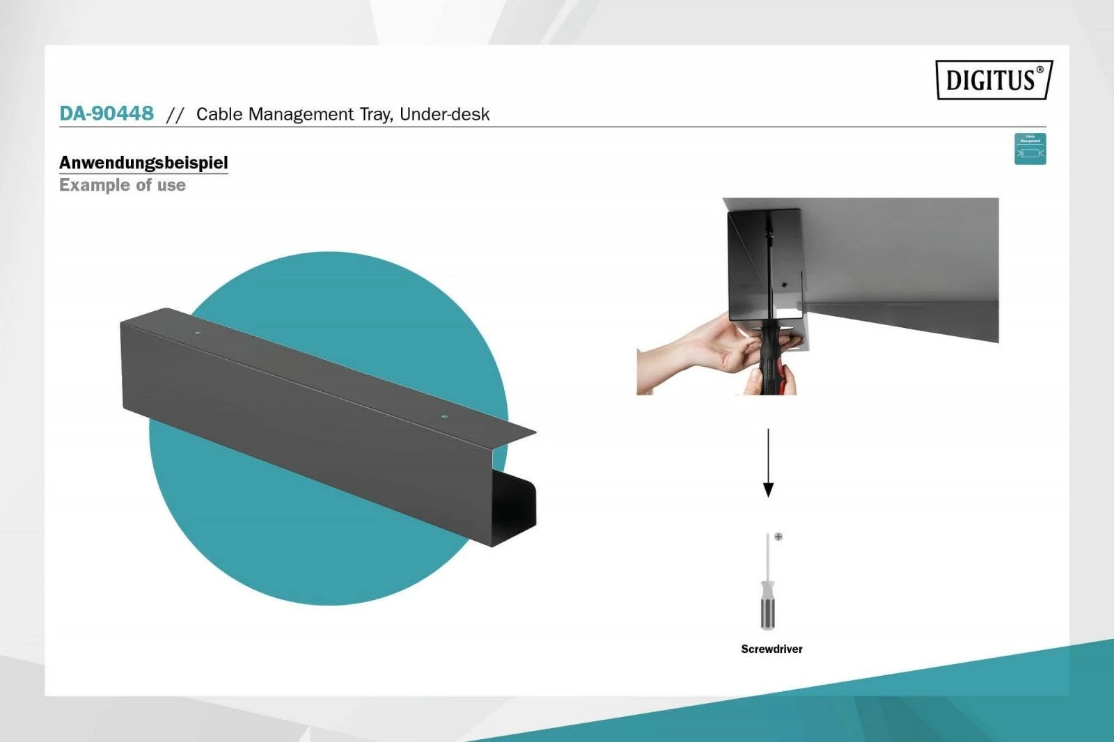 Organizues kabllosh çeliku Digitus DA-90448, 60 cm, i zi