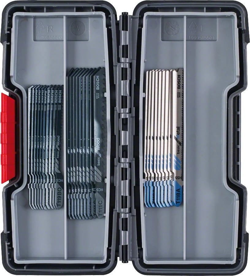 Set tehësh për sharrë jigsaw Bosch 2 607 010 903, 30 copë, për metal dhe dru, zi/gri