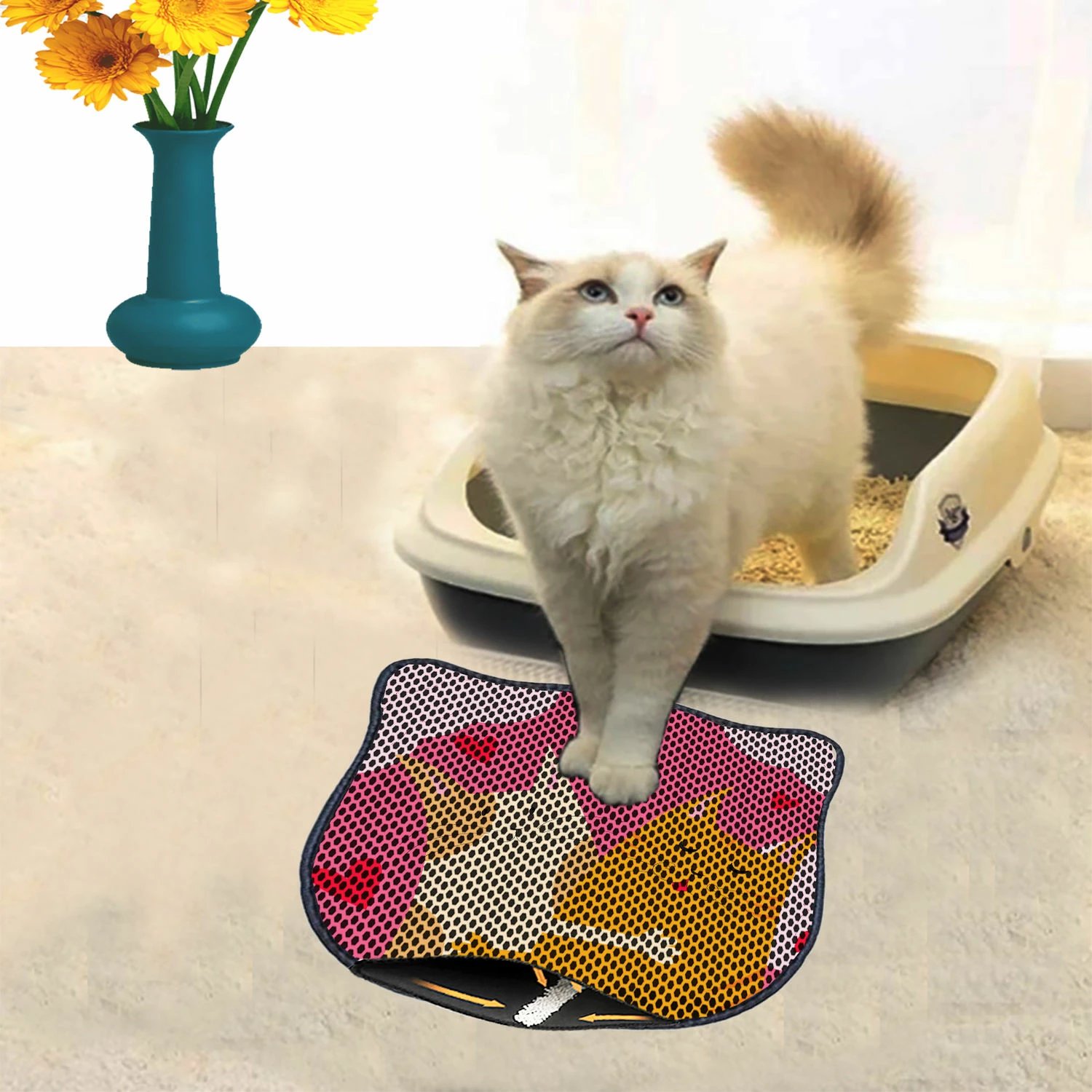 Tapet për rërë mace, shumëngjyrësh, Paws & Whiskers, Kdkafa0251, 40x50cm