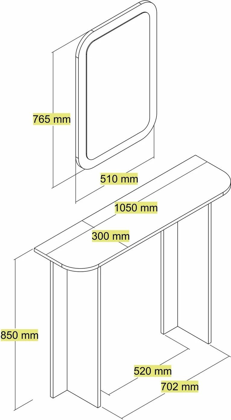 Tavolinë grimi me pasqyrë Modena, ngjyrë travertin, Skye Decor